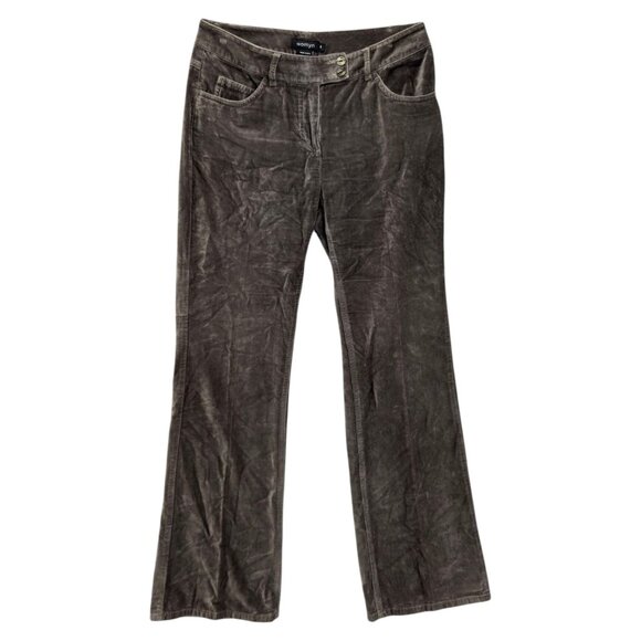 Vtg Womyn The Hutton Velvet Pants Womens Green Flare Leg Flat Front Size 4 - Picture 1 of 10